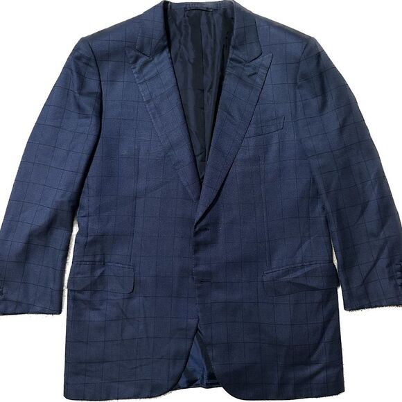 Brioni Blue Windowpane Jacket - Picture 1 of 10